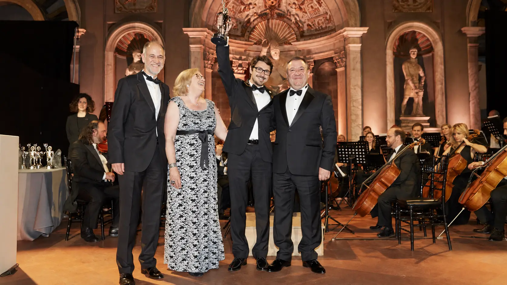 Project team receiving a Boat International World Superyacht Award